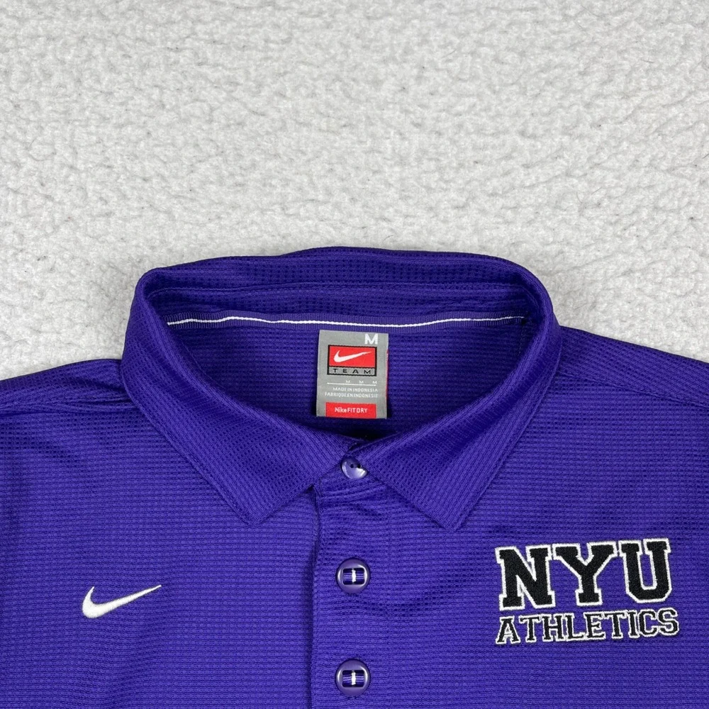 Nike NYU Athletics Polo Shirt Mens Medium Purple New York University Violets